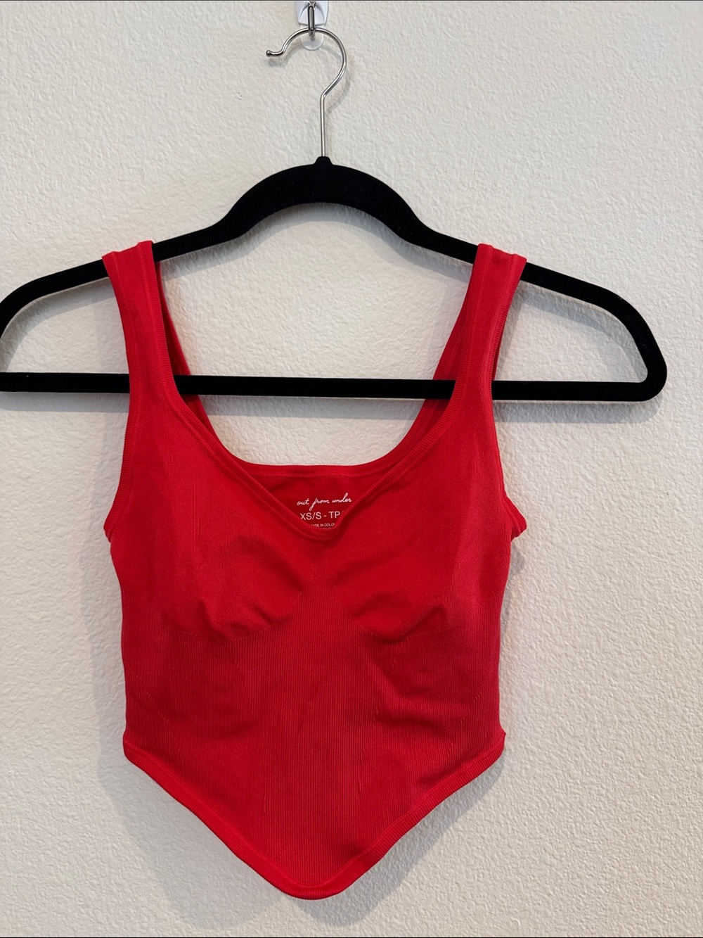 Urban Outfitters Red Ribbed Scoop Crop Tank